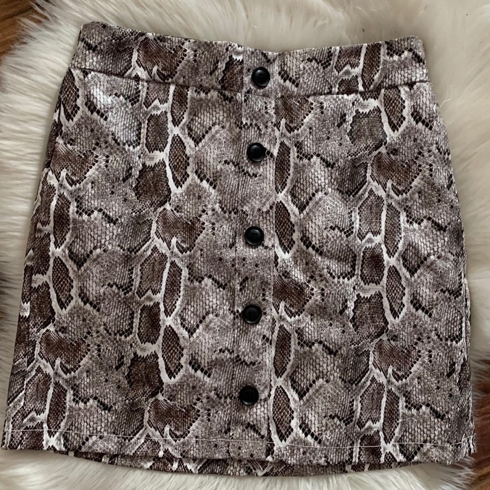 Brown snake print pleather skirt size L